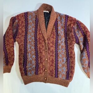 Vintage Betabel knit‎ quilted Lined Button Up Jacket. Shawl collar. Wool/acrylic